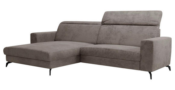 ECKSOFA inkl. Funktion Taupe Cord  - Taupe/Schwarz, KONVENTIONELL, Textil/Metall (178/290cm) - Cantus