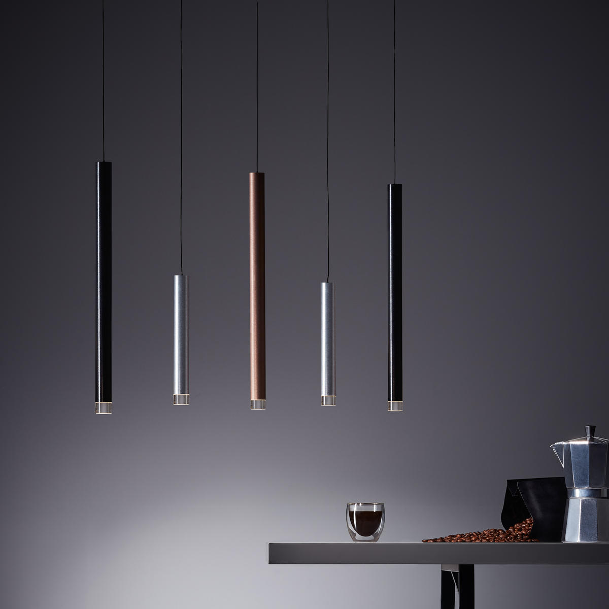 LED-HÄNGLAMPA CEMBALO 89/8,5/120 cm  - brun/aluminiumfärg, Trend, metall/plast (89/8,5/120cm)