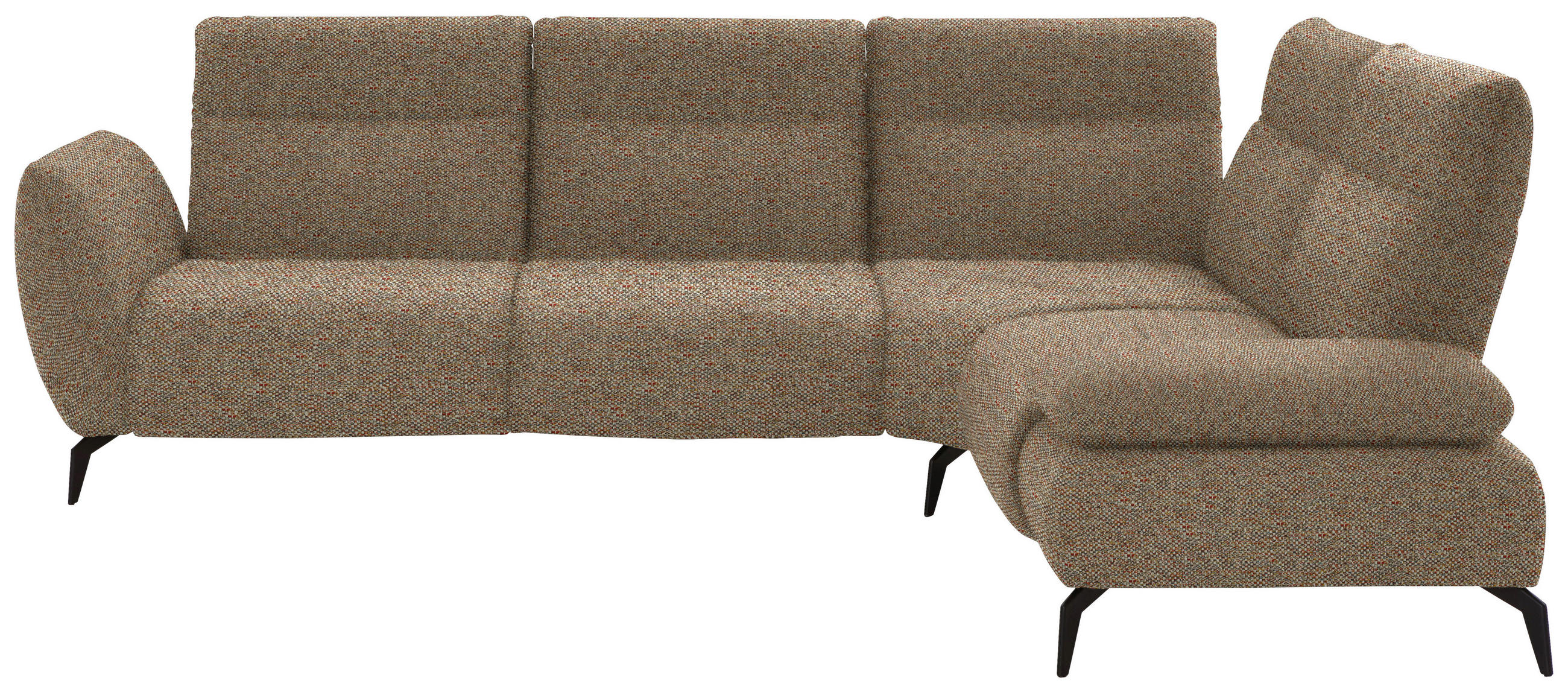 ECKSOFA in Webstoff Braun, Terracotta  - Terracotta/Schwarz, Design, Textil/Metall (290/223cm) - Moderano