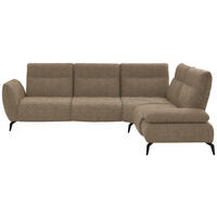 ECKSOFA in Webstoff Braun, Terracotta  - Terracotta/Schwarz, Design, Textil/Metall (290/223cm) - Moderano