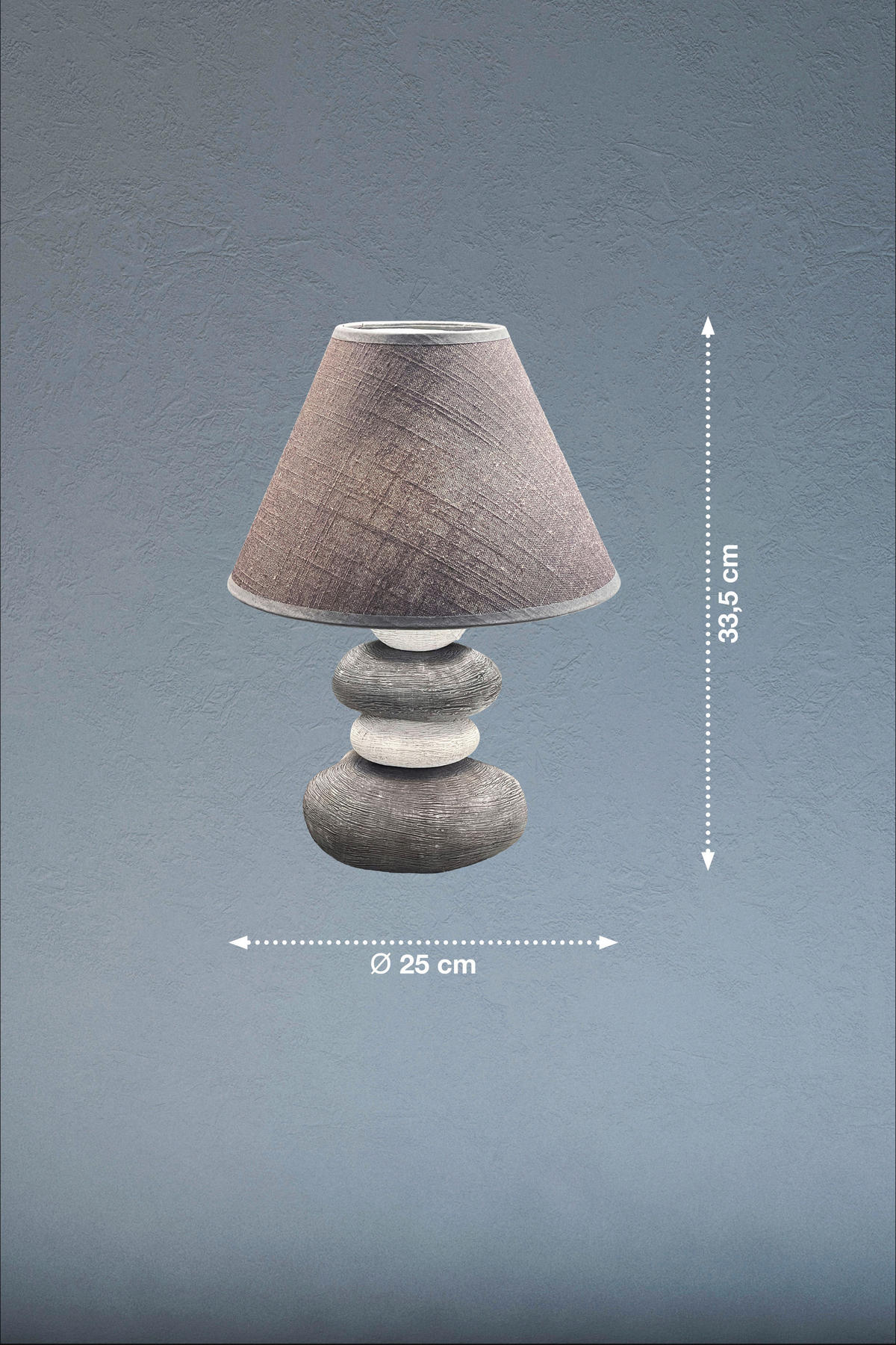 STOLNÁ LAMPA, E14, 25/33,50 cm  - sivá/biela, Basics, textil/keramika (25/33,50cm) - Fischer & Honsel