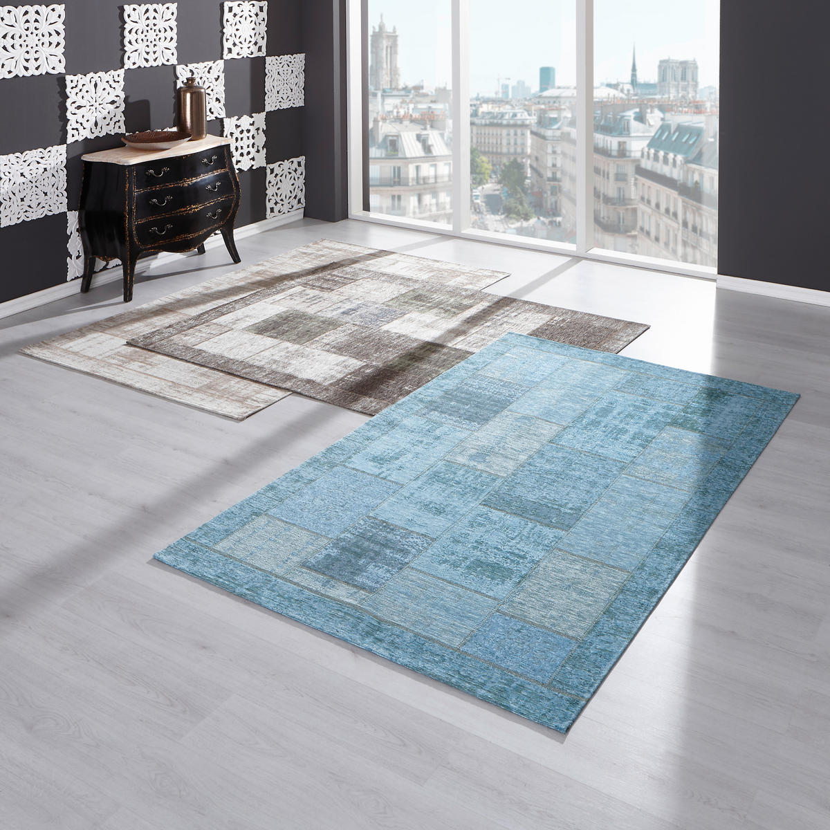 FLACHWEBETEPPICH 200/290 cm Patch Türkis  - Türkis, Trend, Textil (200/290cm) - Novel