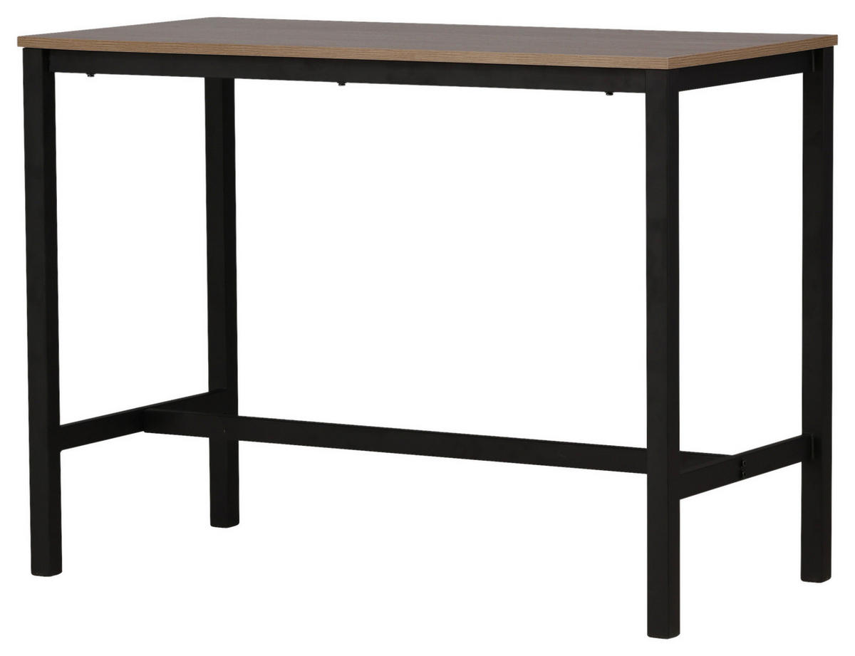 BARTISCH furniert rechteckig Walnussfarben  - Walnussfarben/Schwarz, Design, Holzwerkstoff/Metall (120/60/90cm) - Livetastic