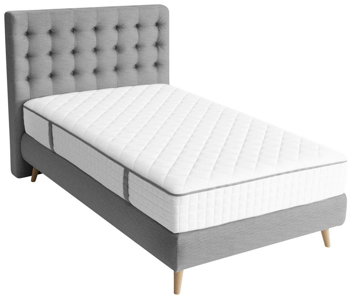 BOXSPRINGBETT 120/200 cm  in Hellgrau  - Hellgrau, Design, Holz/Textil (120/200cm) - Welnova