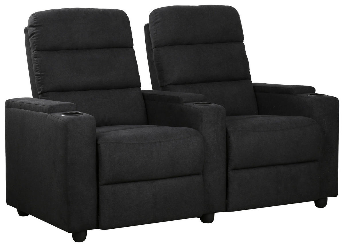 HEIMKINO-SOFA Mikrofaser Anthrazit  - Anthrazit/Schwarz, KONVENTIONELL, Kunststoff/Textil (164/107/90cm) - MID.YOU