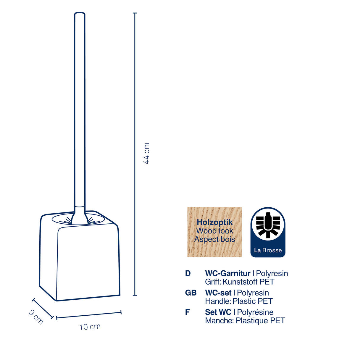 WC-BÜRSTENGARNITUR - Schwarz/Braun, Basics, Keramik/Kunststoff (10/9/44cm) - Kela