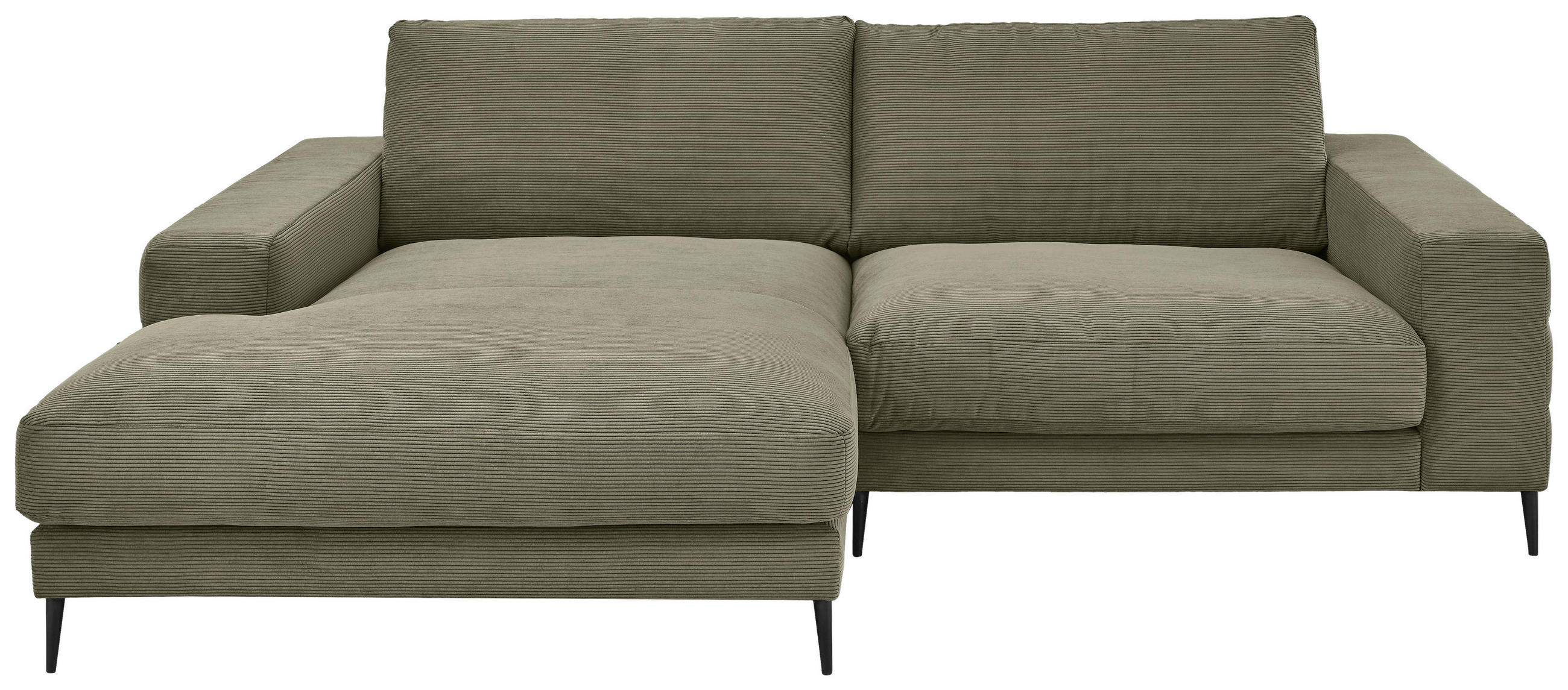 ECKSOFA in Feincord Olivgrün  - Schwarz/Olivgrün, Design, Textil/Metall (177/253cm) - Dieter Knoll