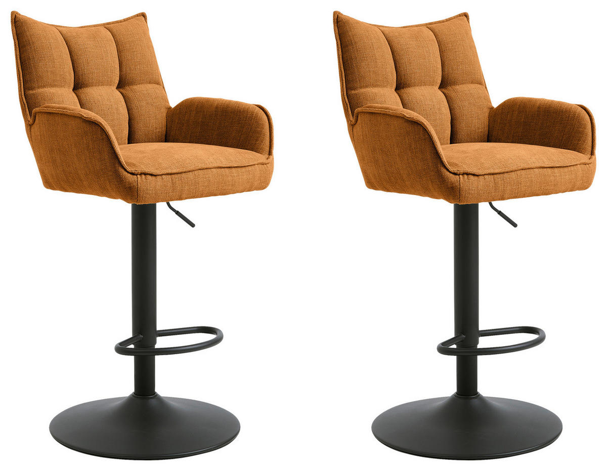 BARHOCKER-SET in Rostfarben  - Rostfarben/Schwarz, MODERN, Textil/Metall (52/98,5-113,5/53cm) - Livetastic