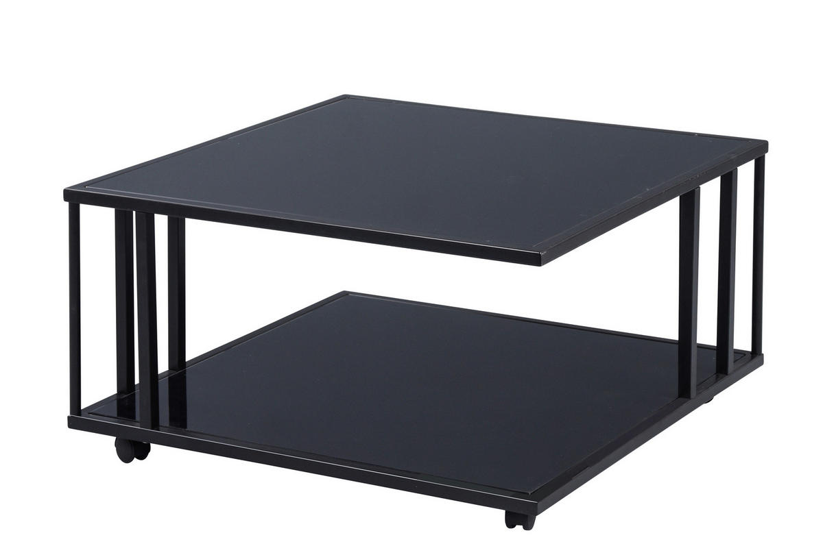 KONFERENČNÝ STOLÍK, čierna, kov, sklo, 75/75/41 cm - čierna, Konventionell, kov/sklo (75/75/41cm) - Livetastic