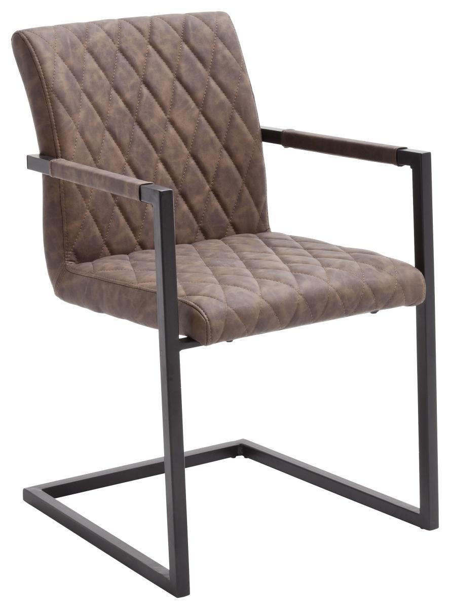 ARMLEHNSTUHL  in Stahl  - Schwarz/Braun, Design, Textil/Metall (54/86/63cm) - Livetastic