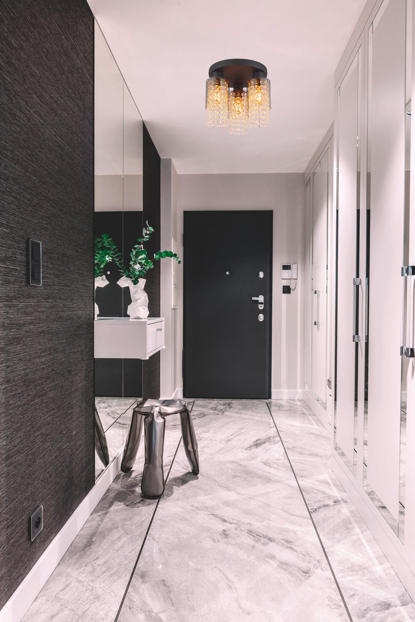 PLAFONIERĂ - străveziu/negru, Konventionell, sticlă/metal (27/26cm) - Globo