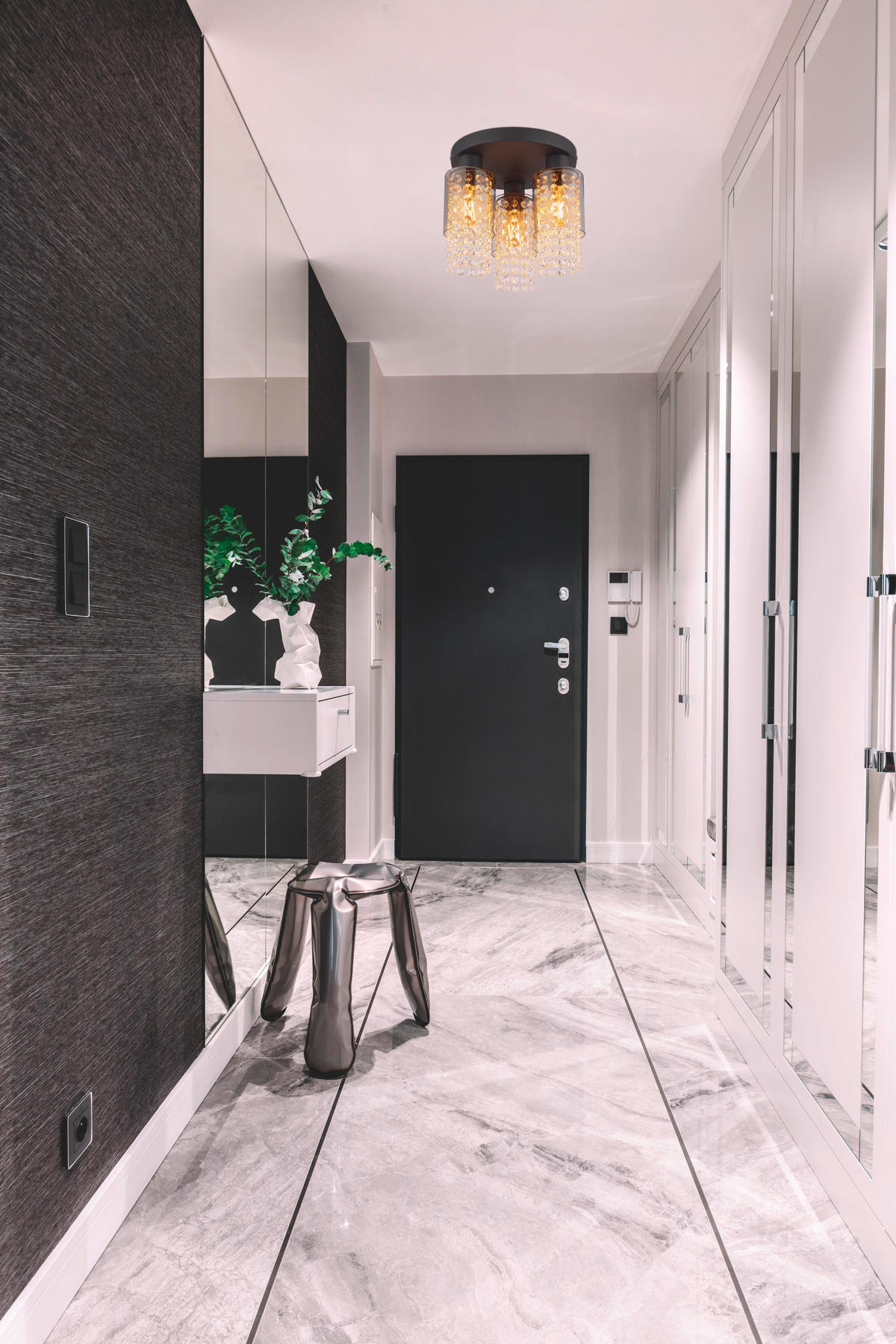 Plafonieră - străveziu/negru, Konventionell, sticlă/metal (27/26cm) - Globo