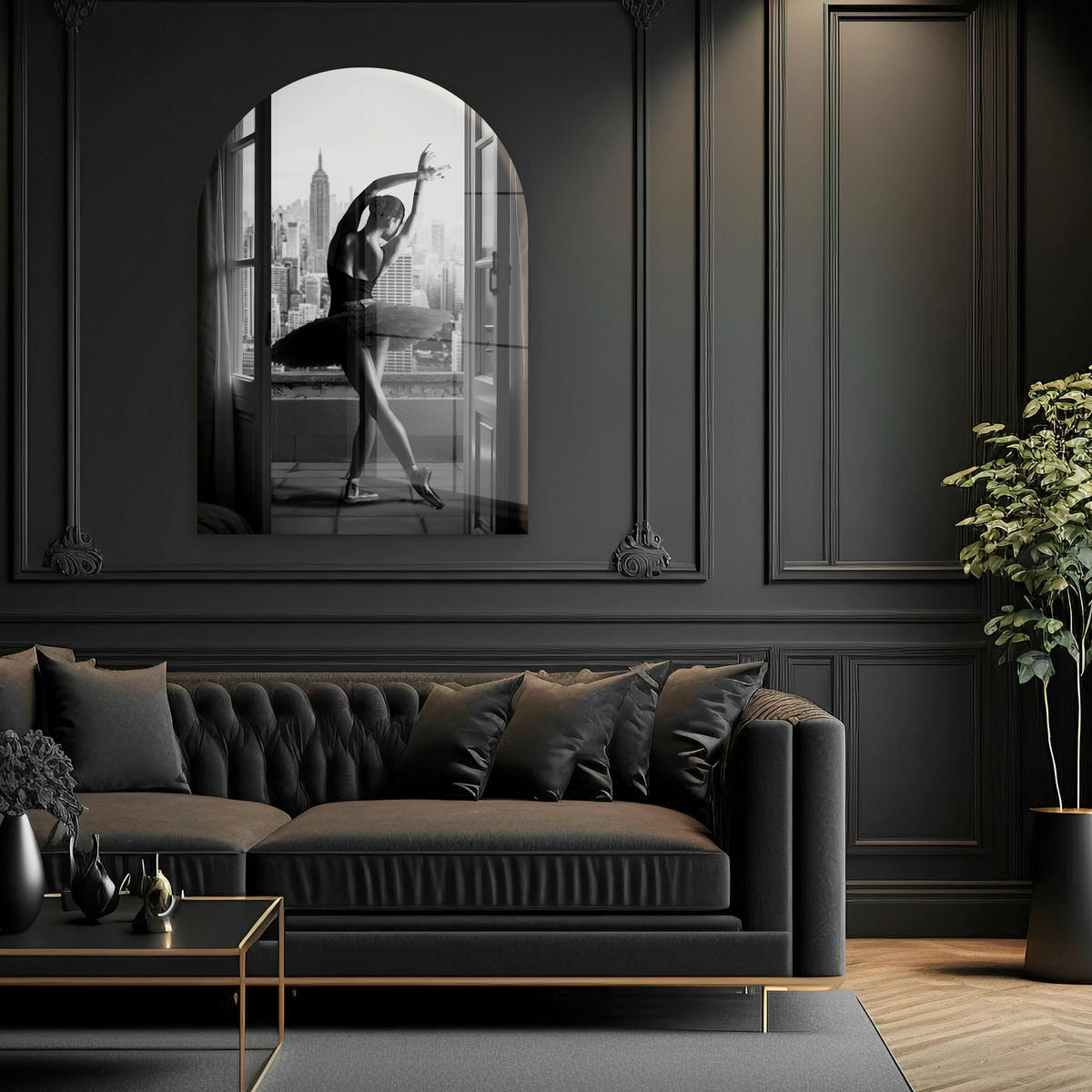 GLASBILD Städte, Frauen 70/100 cm  - Schwarz/Weiß, Basics, Glas/Papier (70/100cm)