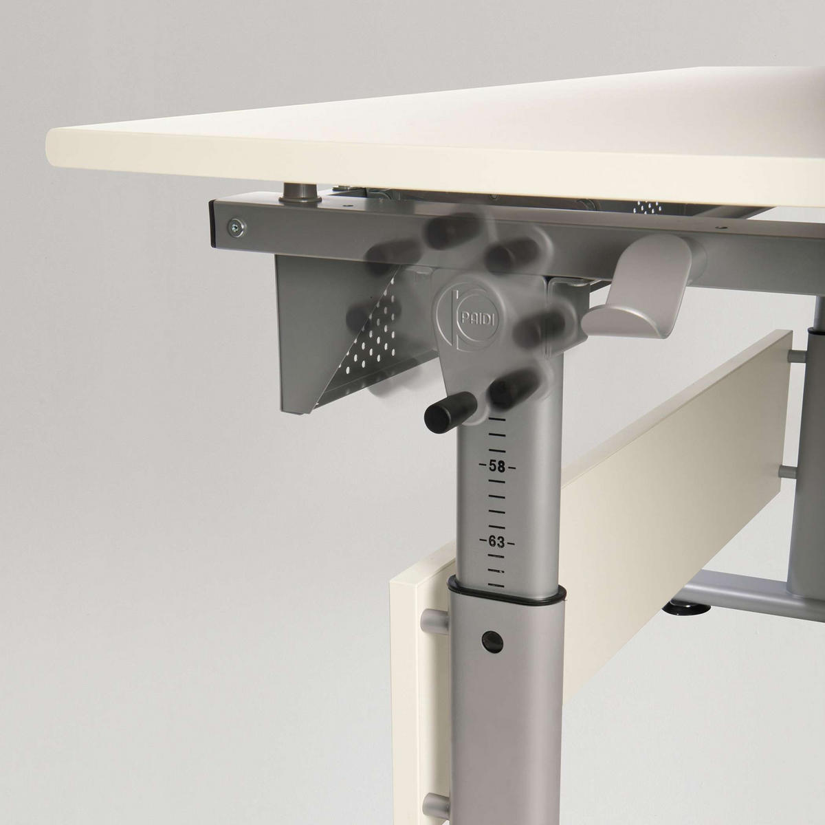 JUGENDSCHREIBTISCH 120/70/53-79 cm  in Silberfarben, Weiss  - Weiss/Silberfarben, Basics, Holzwerkstoff/Metall (120/70/53-79cm) - Paidi