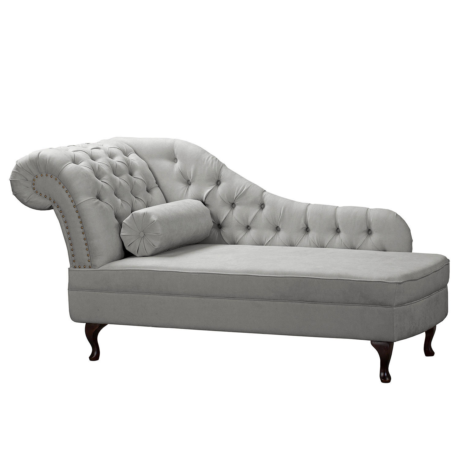 RÉCAMIERE Mikrofaser Grau  - Braun/Grau, Design, Holz/Textil (185/93/75cm) - Livetastic