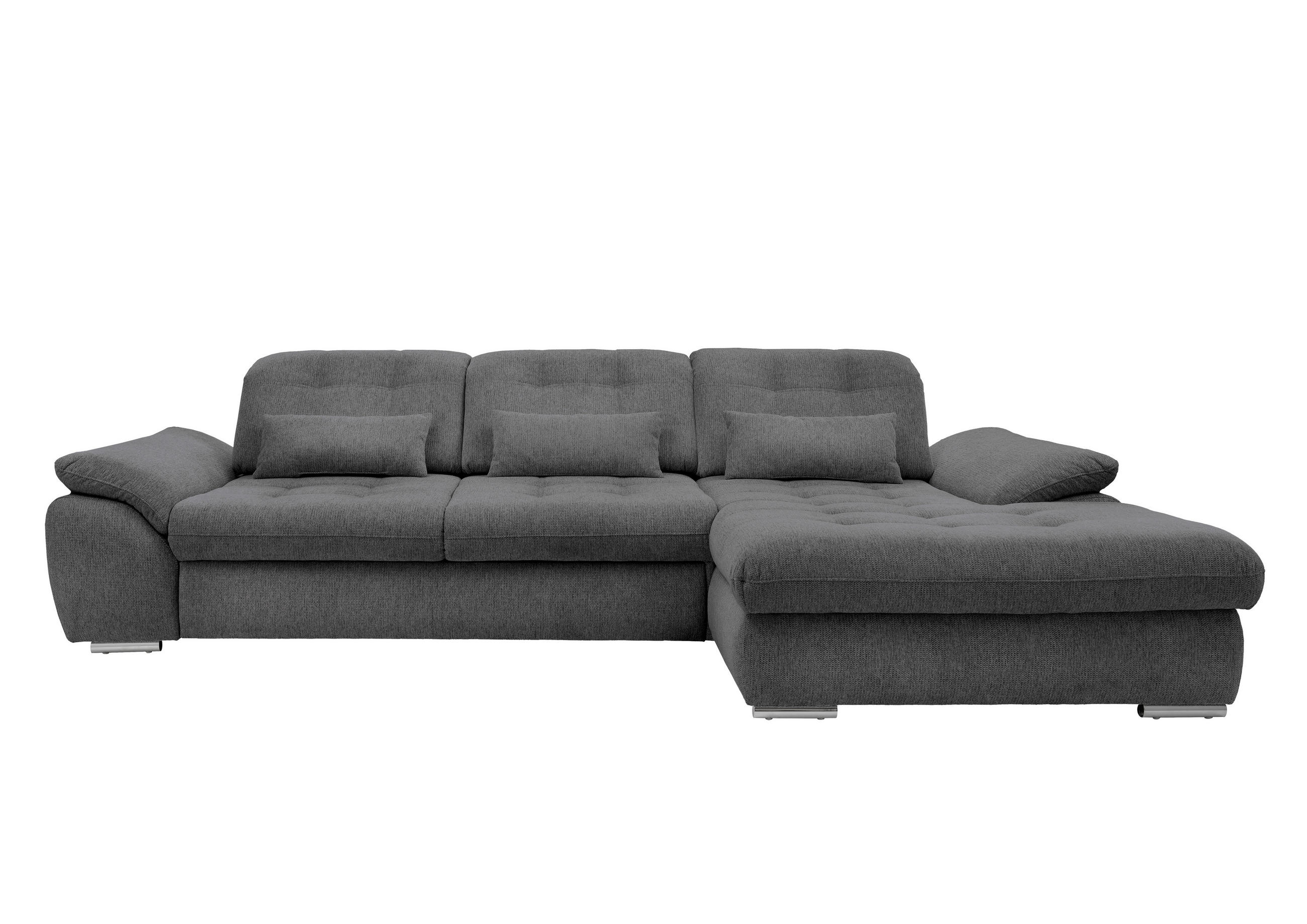 ECKSOFA Anthrazit Chenille  - Chromfarben/Anthrazit, MODERN, Textil/Metall (314/184cm) - Livetastic