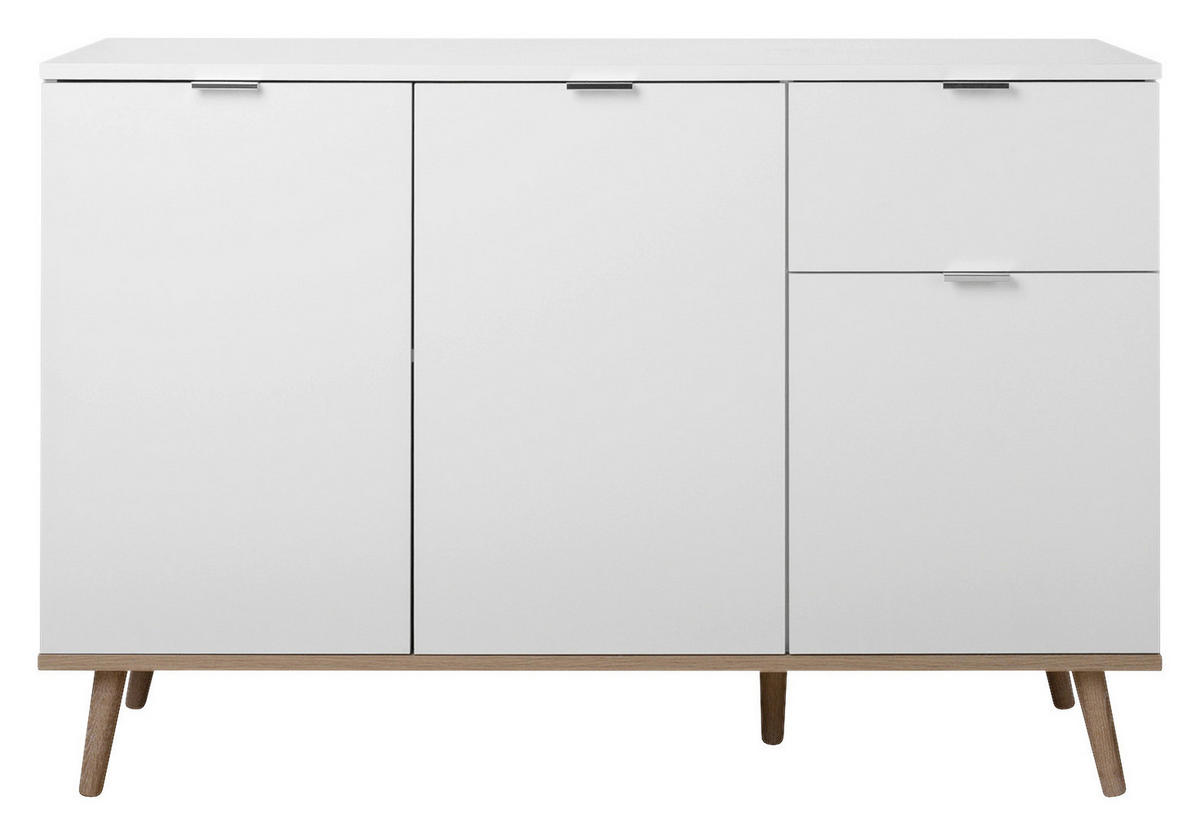 KOMMODE  in 120/85/40 cm  - Silberfarben/Weiß, KONVENTIONELL, Holz/Holzwerkstoff (120/85/40cm) - MID.YOU