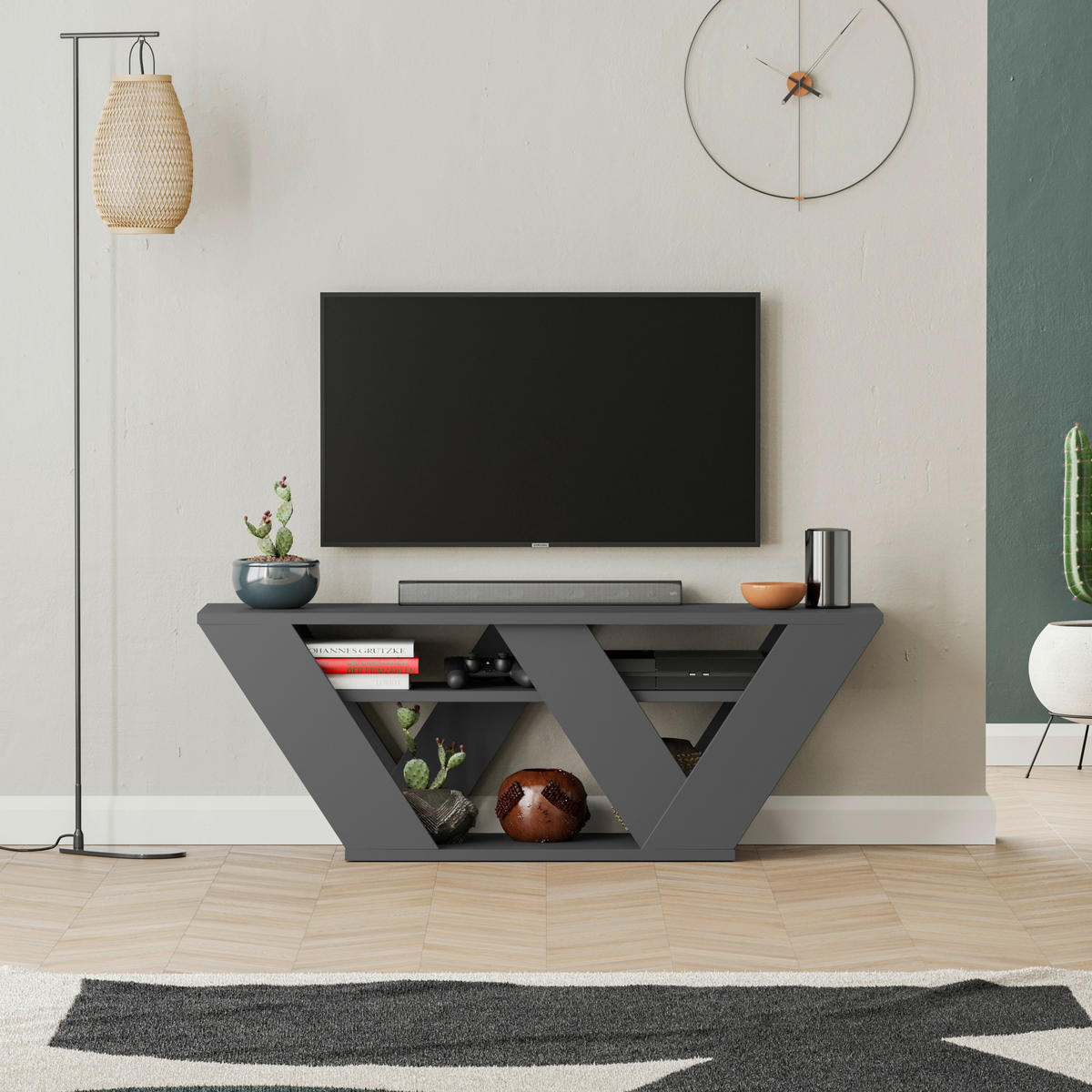 LOWBOARD  in 110/30/40 cm  - Anthrazit, Design, Holzwerkstoff (110/30/40cm) - Livetastic