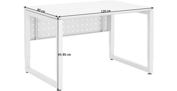 SCHREIBTISCH höhenverstellbar  - Eichefarben/Silberfarben, KONVENTIONELL, Holzwerkstoff/Metall (120/80/65-85cm) - Venda