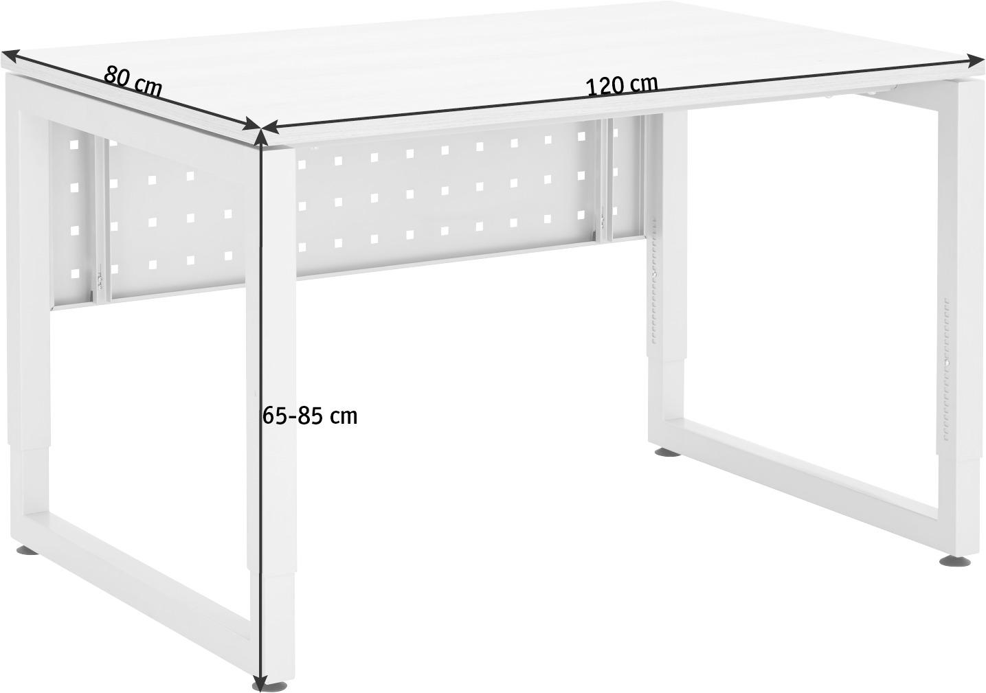 SCHREIBTISCH 120/80/65-85 cm  in Eichefarben, Silberfarben  - Eichefarben/Silberfarben, KONVENTIONELL, Holzwerkstoff/Metall (120/80/65-85cm) - Venda