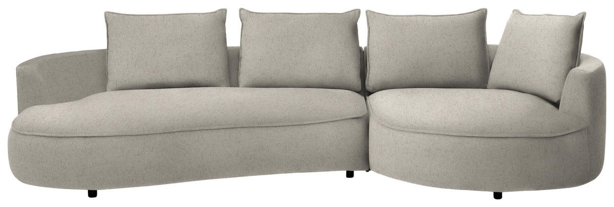 BIGSOFA in Chenille Greige  - Greige/Schwarz, Design, Kunststoff/Textil (322/82/154cm) - home24
