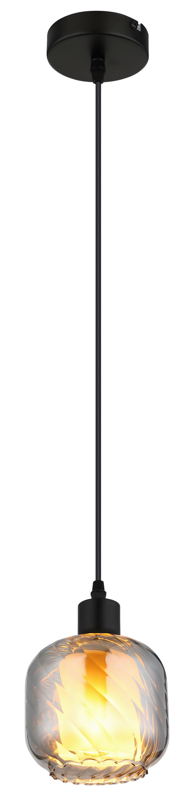 HÄNGELEUCHTE XIA 14/120 cm   - Opal/Schwarz, Design, Glas/Kunststoff (14/120cm) - Globo