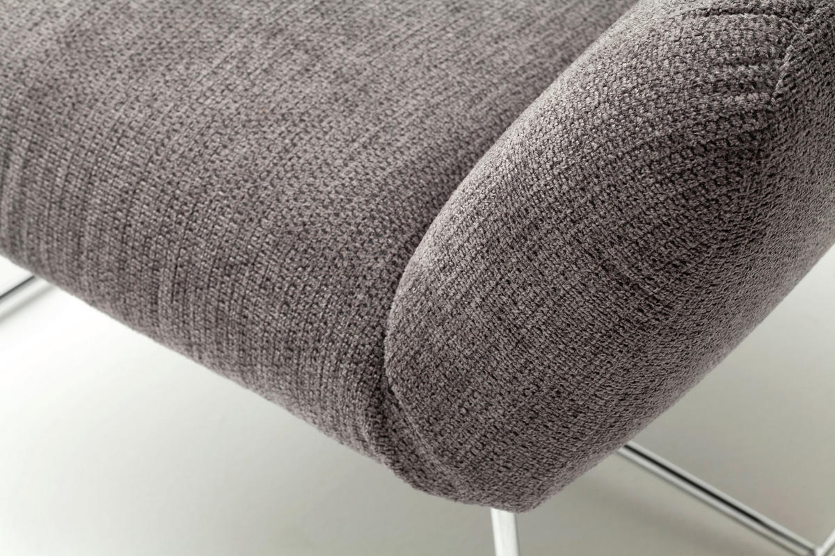 SESSEL Flachgewebe Dunkelgrau    - Chromfarben/Dunkelgrau, Design, Textil/Metall (82/102/81cm) - Pure Home Lifestyle