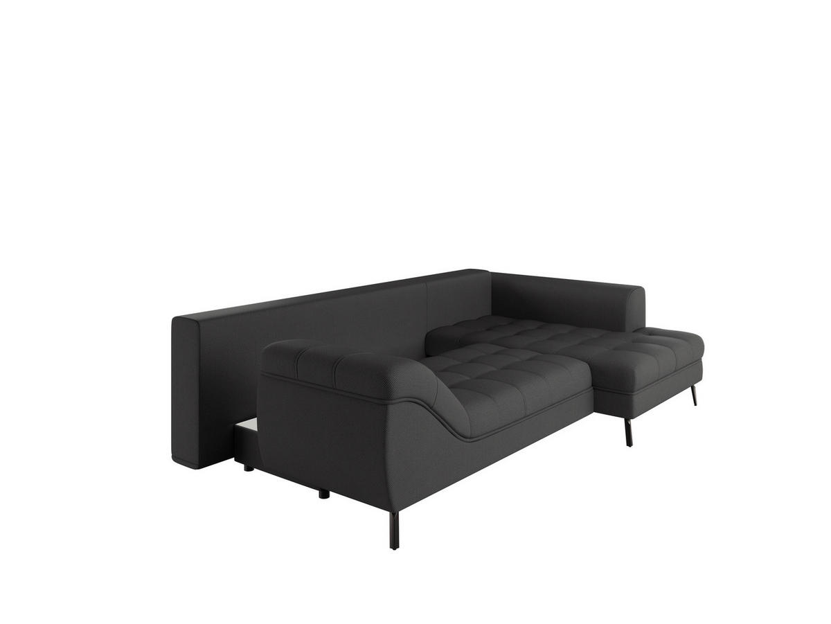 Ecksofa inkl. Funktionen in Webstoff Anthrazit  - Anthrazit/Schwarz, Modern, Textil/Metall (279/177cm)