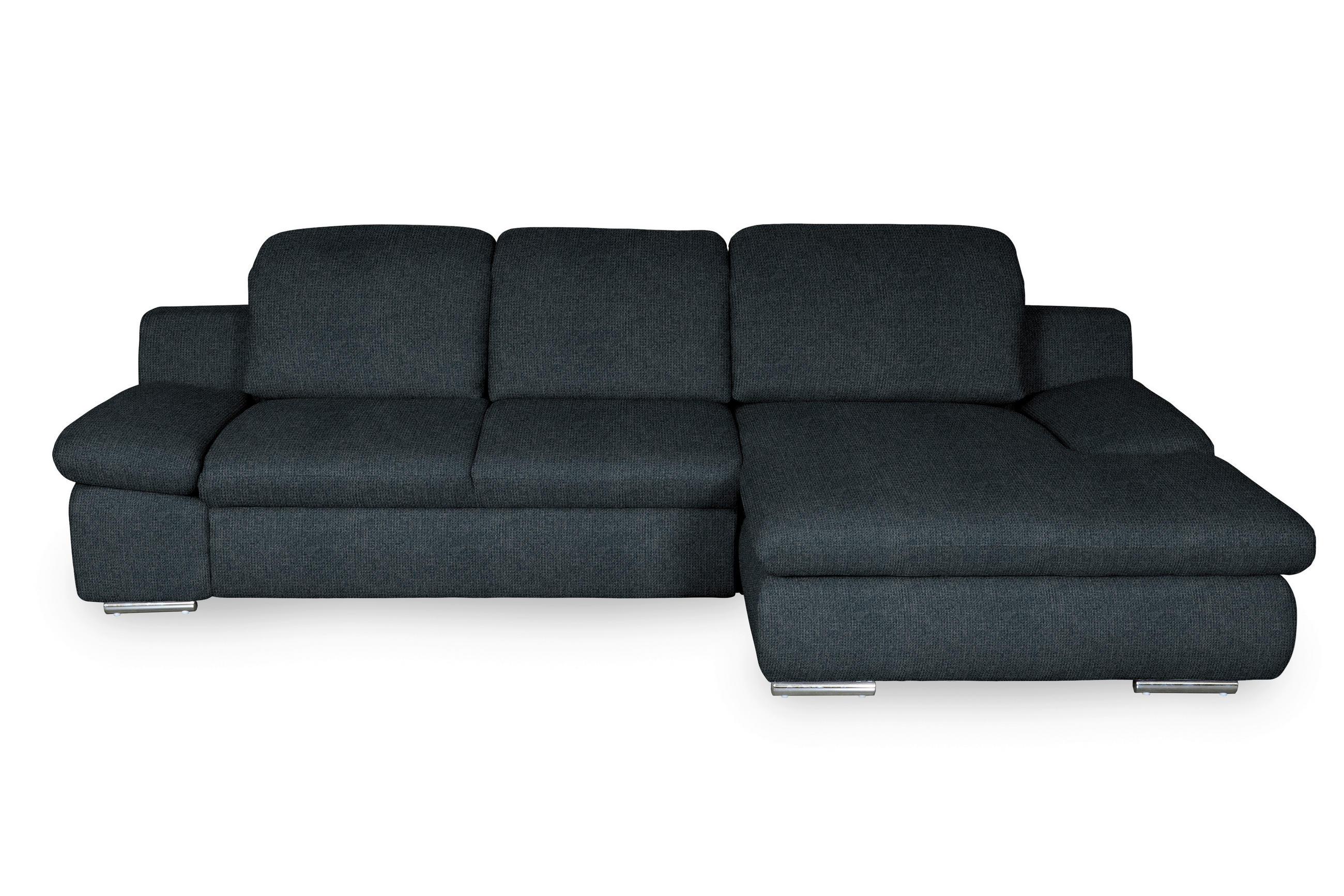 ECKSOFA in Chenille Schwarz  - Chromfarben/Schwarz, Design, Textil/Metall (286/165cm) - Livetastic