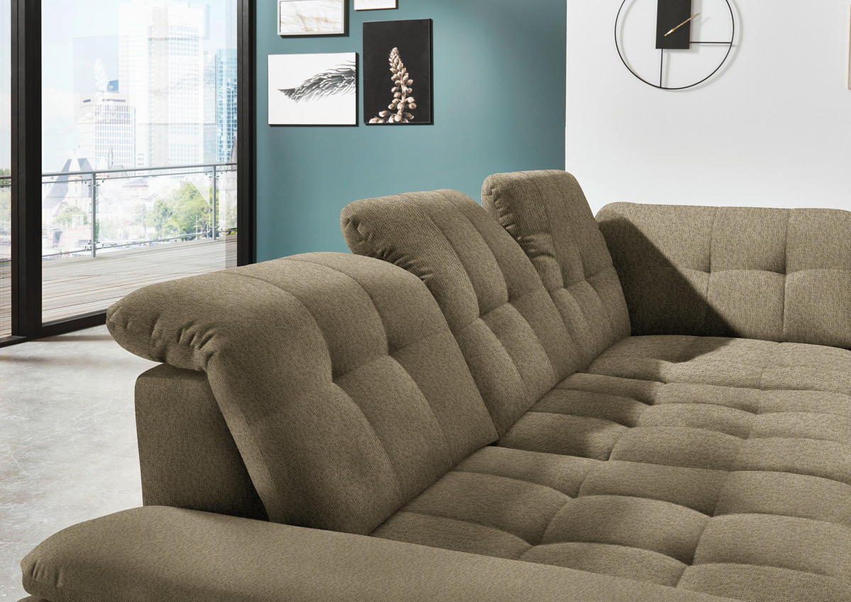 ECKSOFA in Chenille Olivgrün  - Chromfarben/Olivgrün, Design, Textil/Metall (310/260cm) - Beldomo Speed