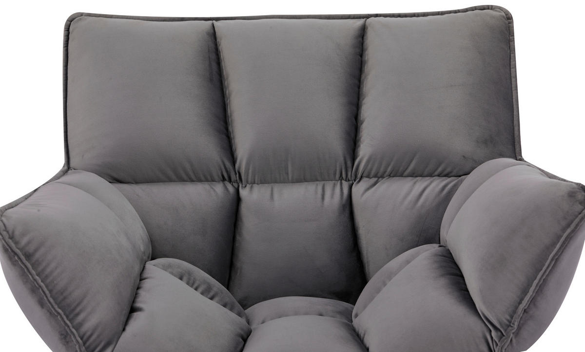 DREHSTUHL Samt Dunkelgrau  - Dunkelgrau/Schwarz, Design, Textil/Metall (81/83/78cm) - Livetastic