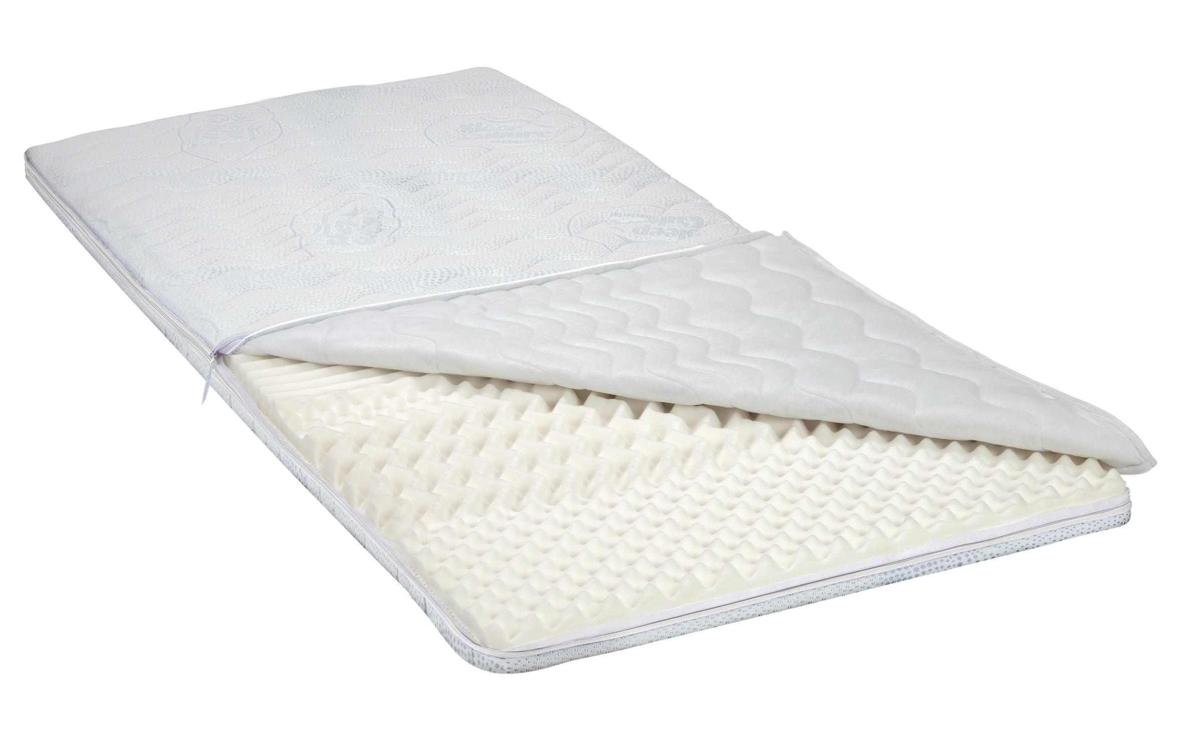 VRCHNÍ MATRACE, 90/200 cm - bílá/světle modrá, Basics, textil (90/200cm) - Sleeptex