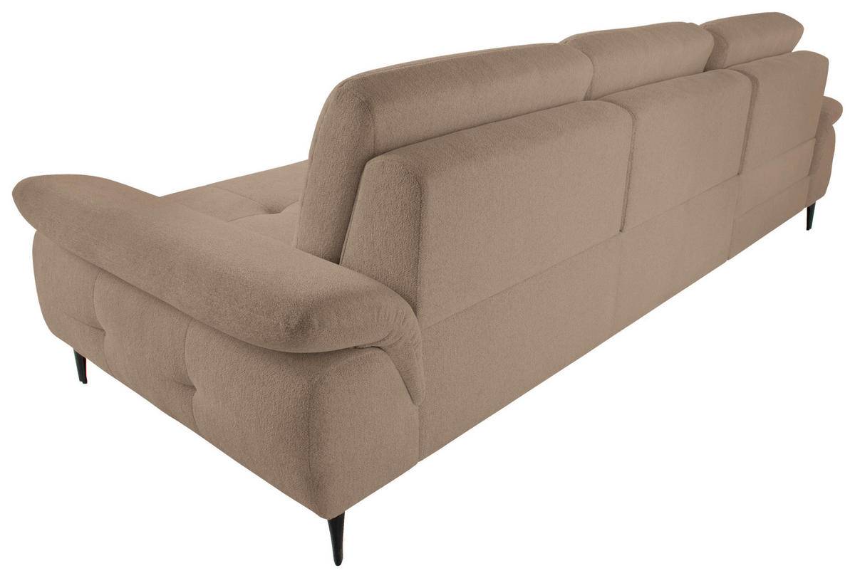 ECKSOFA ALMA in Chenille Beige  191/285 cm  - Beige/Schwarz, Design, Textil/Metall (191/285cm) - Livetastic