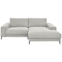 ECKSOFA Weiß Feincord Rücken echt  - Schwarz/Weiß, Design, Textil/Metall (253/177cm) - Dieter Knoll