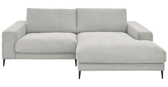 ECKSOFA Weiß Feincord Rücken echt  - Schwarz/Weiß, Design, Textil/Metall (253/177cm) - Dieter Knoll