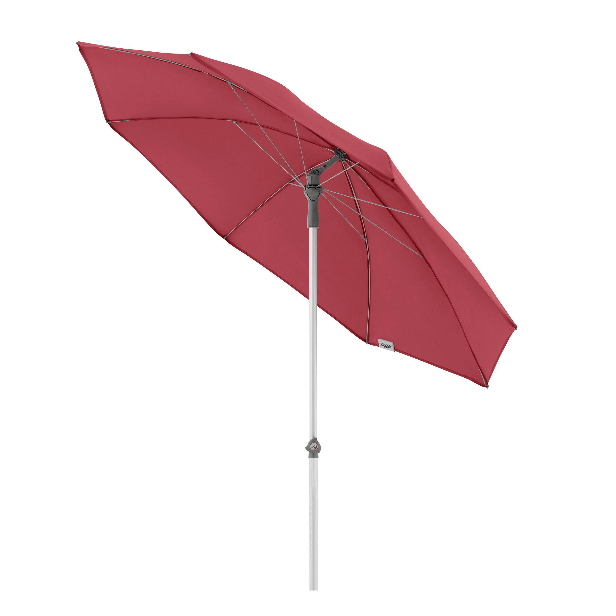 SONNENSCHIRM 200 cm Rot  - Silberfarben/Rot, KONVENTIONELL, Textil/Metall (200/200cm) - Doppler