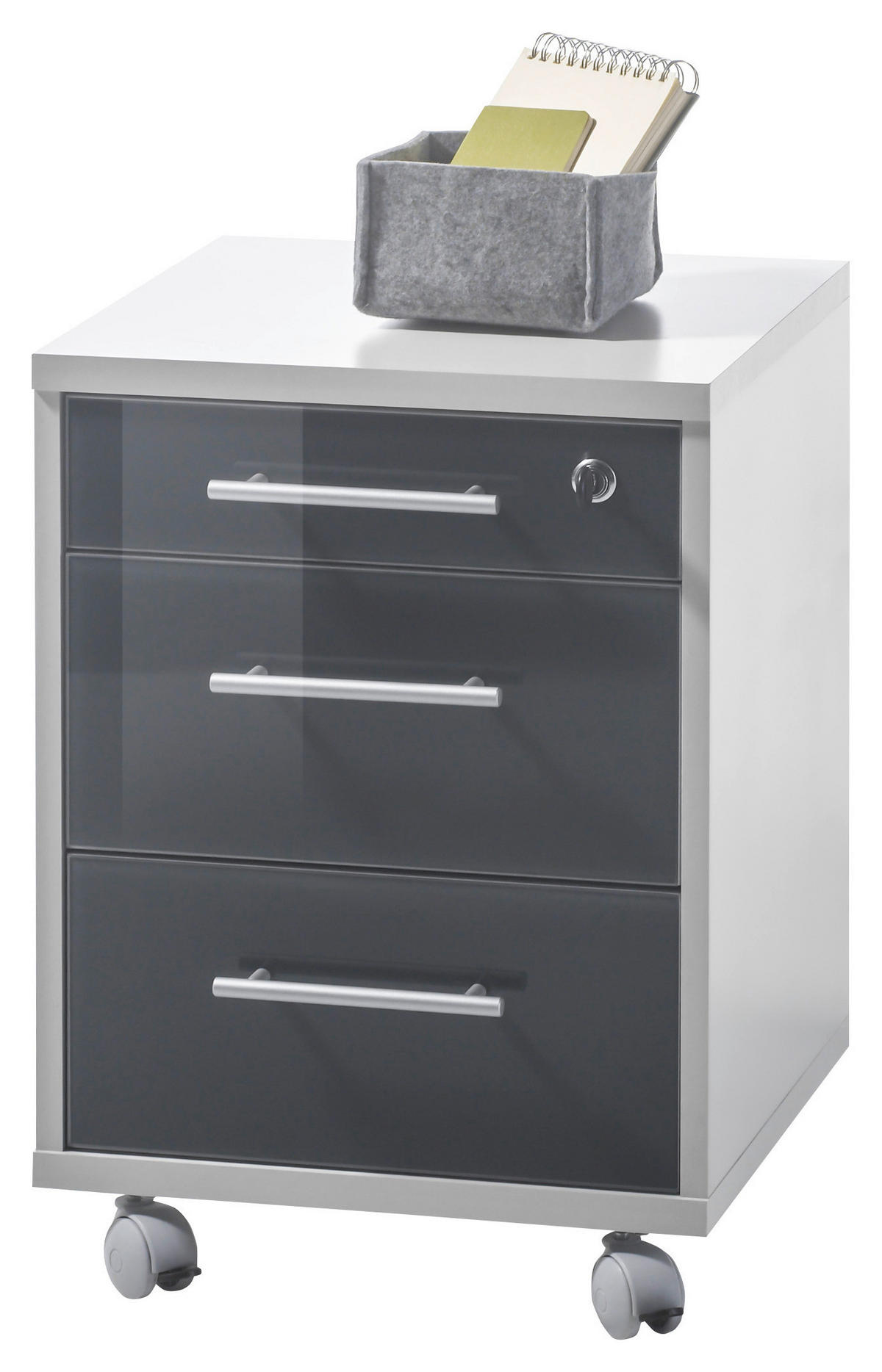 PREDALNIK NA KOLESCIH  barve grafita, svetlo siva  - srebrne barve/barve grafita, Design, umetna masa/steklo (40/56/40cm) - Xora