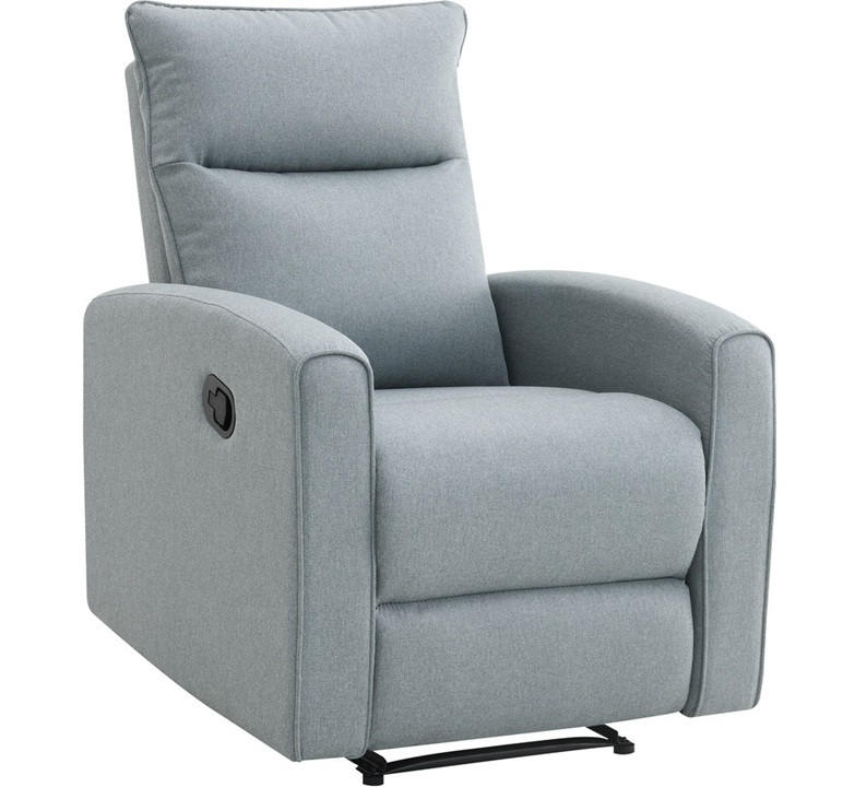 RELAXFÅTÖLJ i trä, metall, textil ljusblå  - ljusblå, Klassisk, metall/trä (91/103/75cm) - Best Price