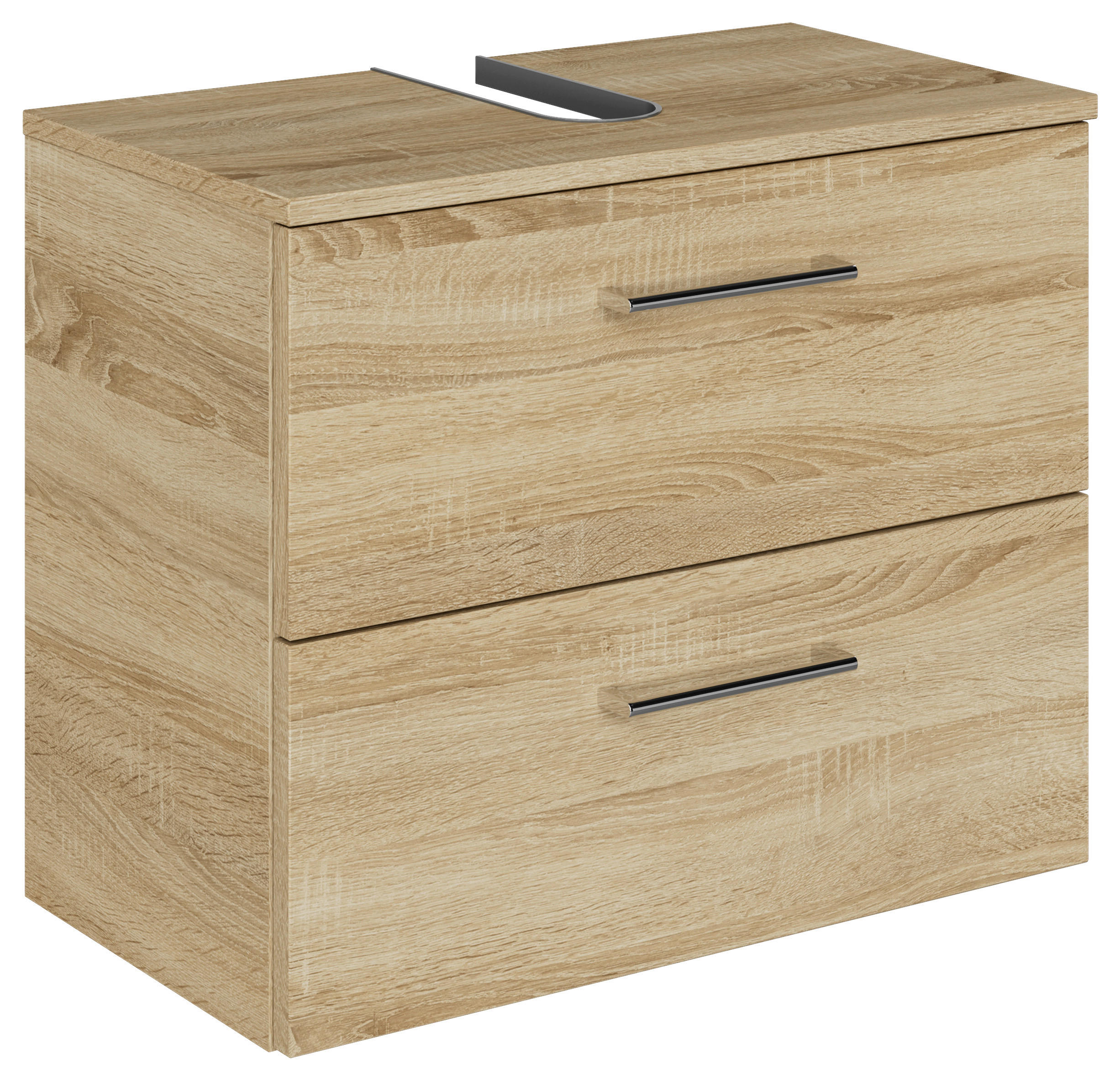 WASCHBECKENUNTERSCHRANK 60/49,8/33,3 cm  - Chromfarben/Eiche Bianco, KONVENTIONELL, Holzwerkstoff/Metall (60/49,8/33,3cm) - Sadena