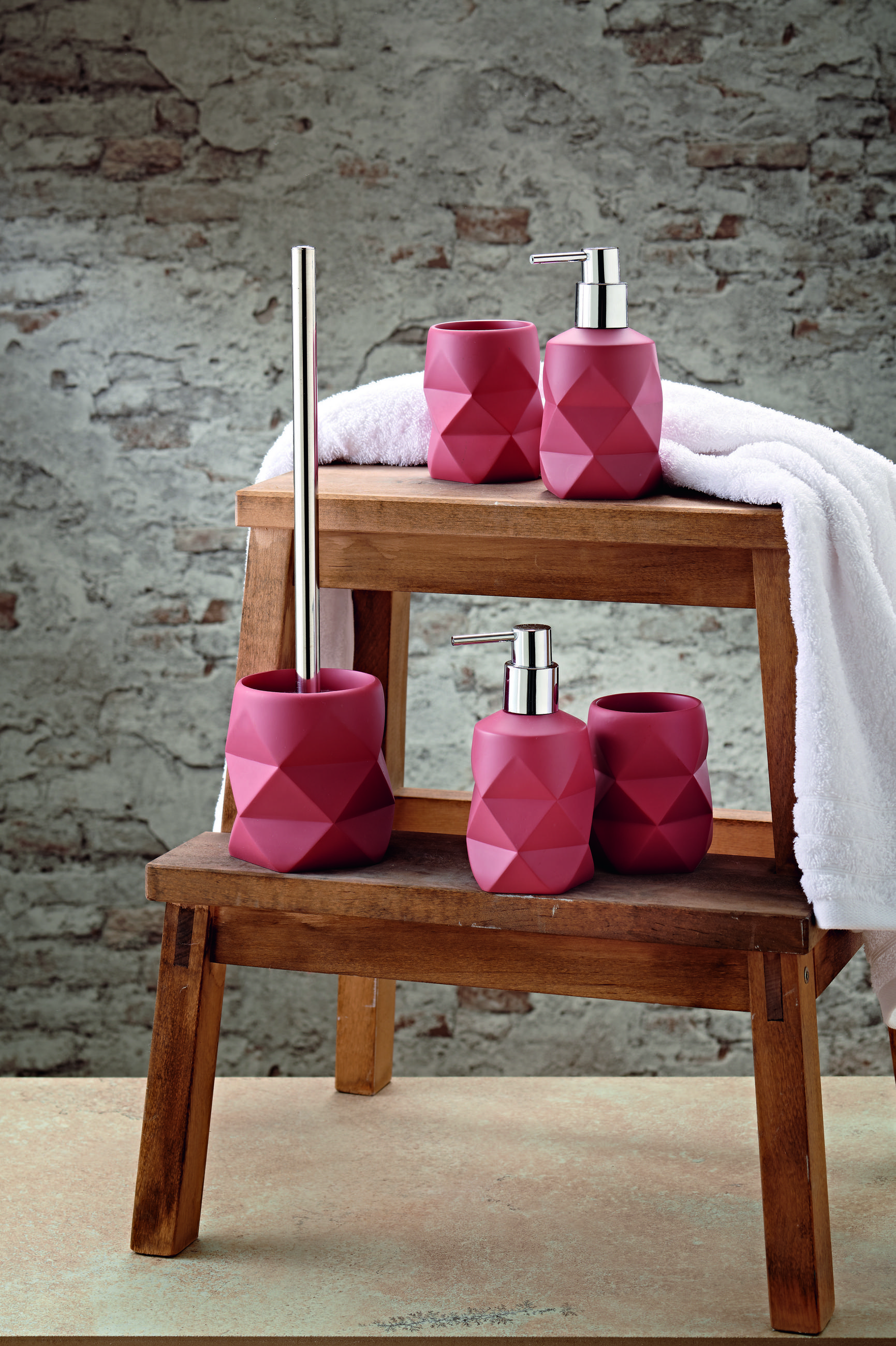 WC-BÜRSTENGARNITUR in Kunststoff  Kunststoff   - Rostfarben/Alufarben, Design, Kunststoff/Stein (10,6/39cm) - Kleine Wolke