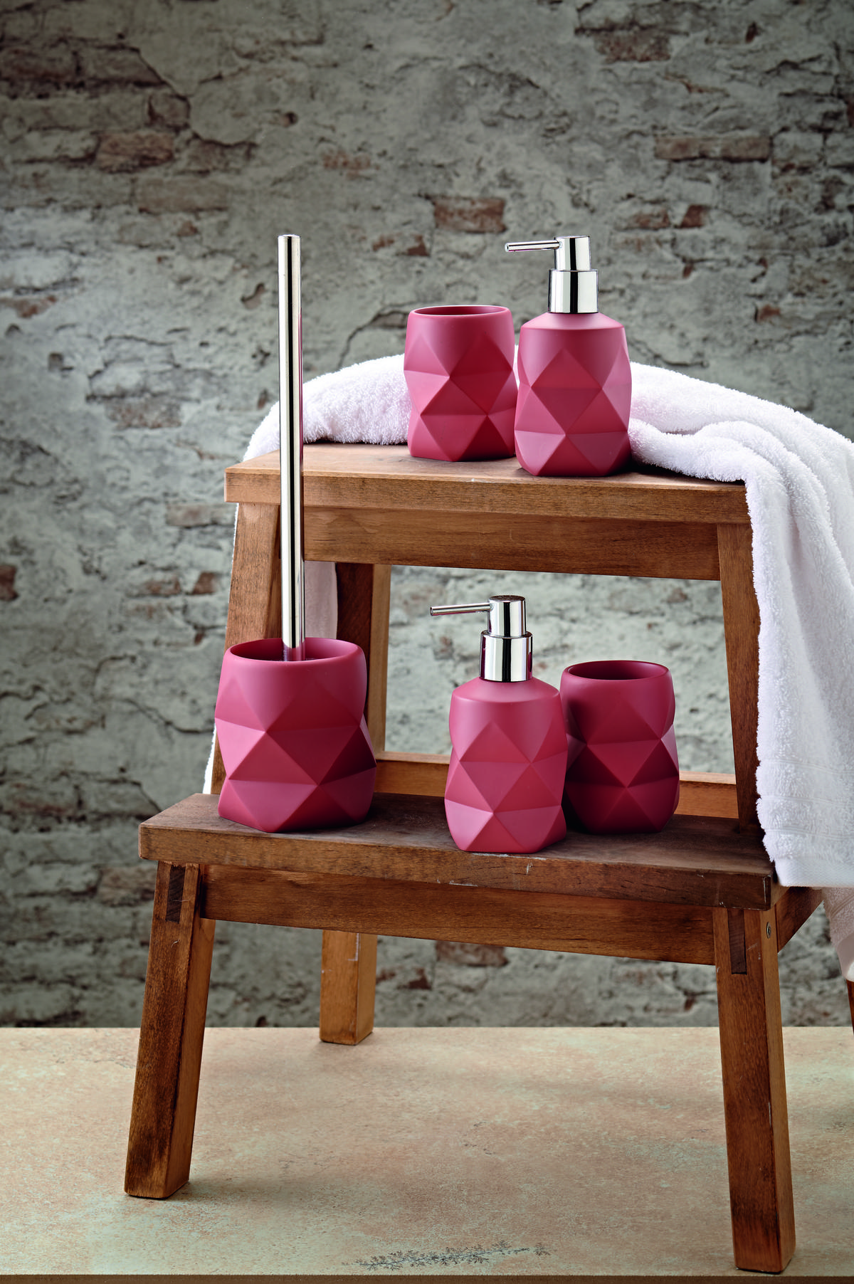 WC-BÜRSTENGARNITUR in Kunststoff  Kunststoff   - Rostfarben/Alufarben, Design, Kunststoff/Stein (10,6/39cm) - Kleine Wolke