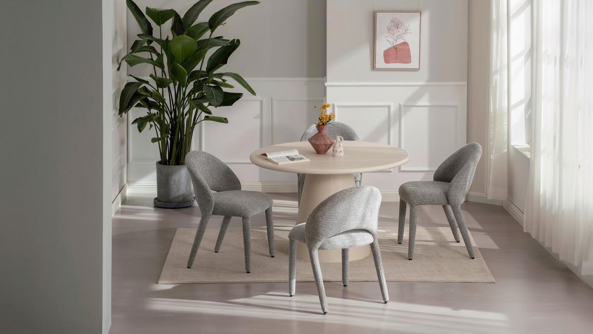 STUHL  Stoffauswahl Leinenoptik  - Beige/Grau, Design, Textil (54/81/59cm) - Ambia Home