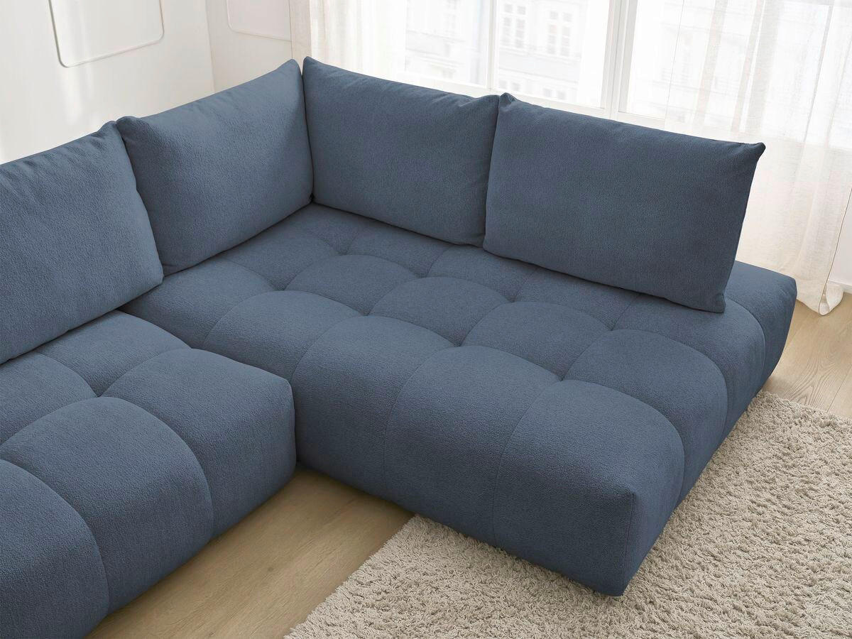 ECKSCHLAFSOFA EVEREST  mit Rücken echt, Armteil links, Armteil rechts Flachgewebe Dunkelblau  - Schwarz/Dunkelblau, MODERN, Kunststoff/Textil (320/212cm)