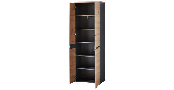 GARDEROBE 255/197/38 cm  - Graphitfarben/Eiche Artisan, Design, Glas/Holzwerkstoff (255/197/38cm) - Voleo