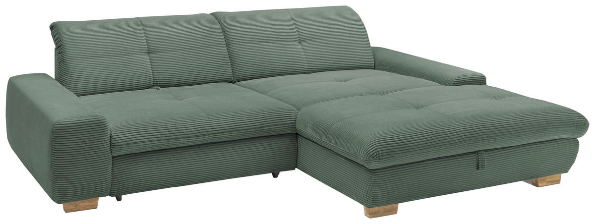 ECKSOFA Olivgrün Cord  - Eichefarben/Olivgrün, Design, Holz/Textil (276/198cm) - SetOne by Musterring