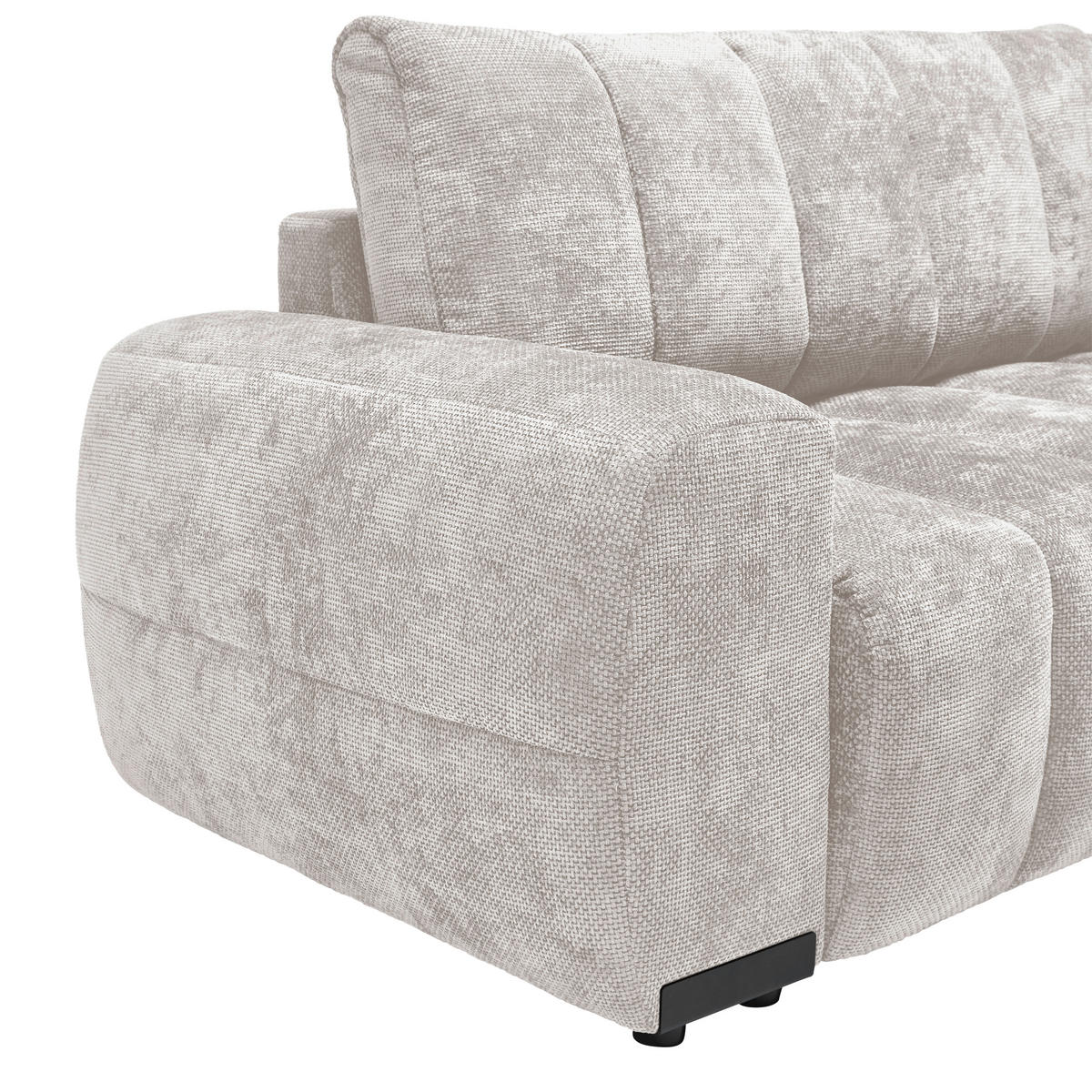 ECKSOFA Flachgewebe Creme  - Schwarz Hochglanz/Creme, Modern, Textil/Metall (273/93/166cm) - MID.YOU