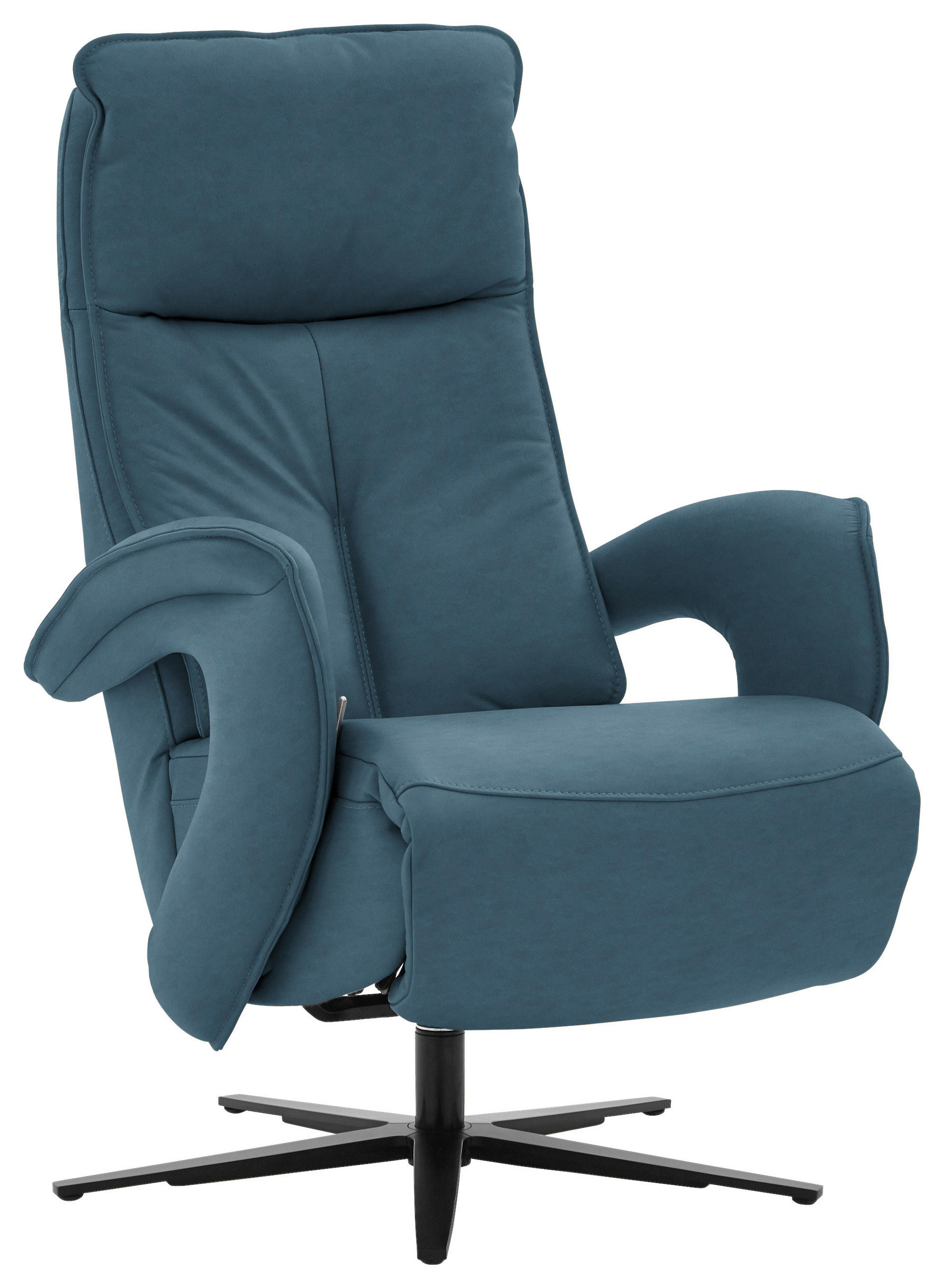 RELAXSESSEL in Leder Blau  - Blau/Schwarz, Design, Leder/Metall (77/110/87cm) - Valdera