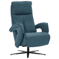 RELAXSESSEL in Leder Blau  - Blau/Schwarz, Design, Leder/Metall (77/110/87cm) - Valdera
