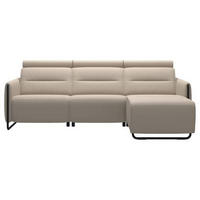 ECKSOFA in Echtleder Grau, Schwarz  - Schwarz/Grau, Natur, Leder/Metall (248/184cm) - Stressless