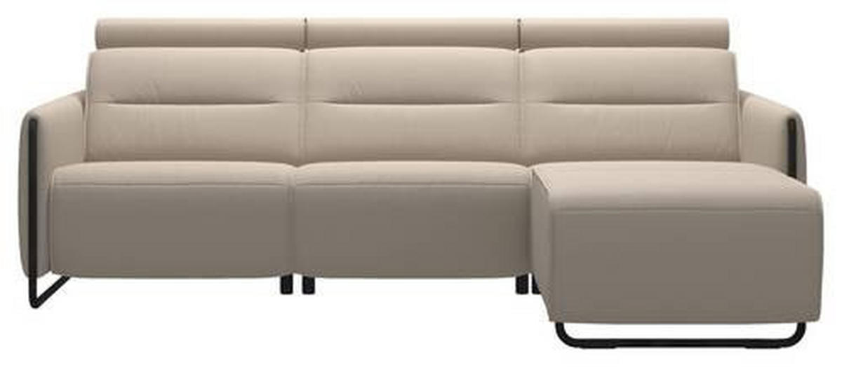 ECKSOFA in Echtleder Grau, Schwarz  - Schwarz/Grau, Natur, Leder/Metall (248/184cm) - Stressless